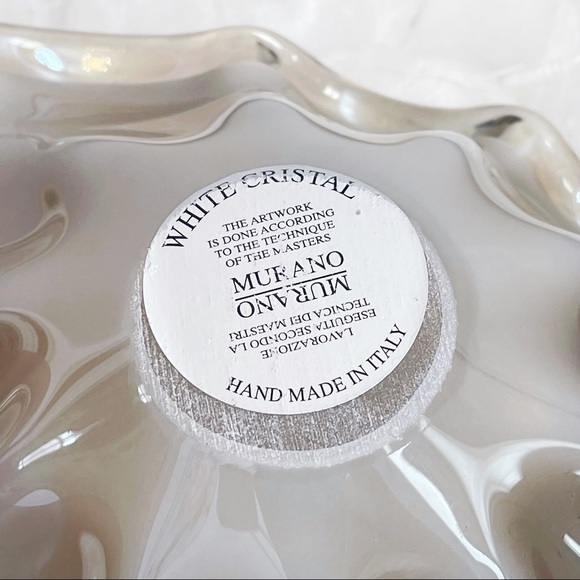 Murano Handblown Crystal Glass Smoky Brown Art Glass Bowl Decor with Tag - Picture 4 of 13